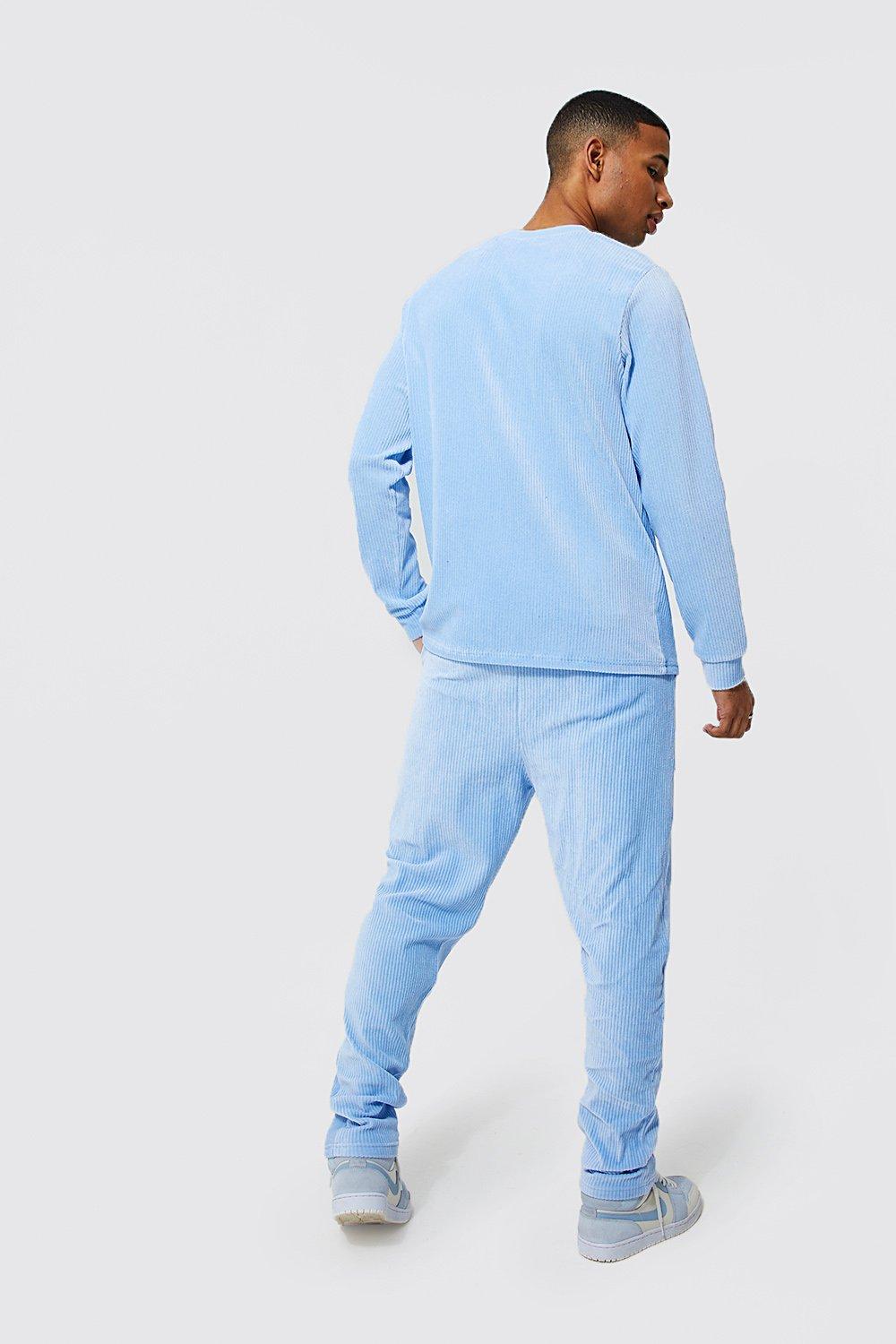 Extended Neck Ribbed Velour Sweater Tracksuit boohoo IE